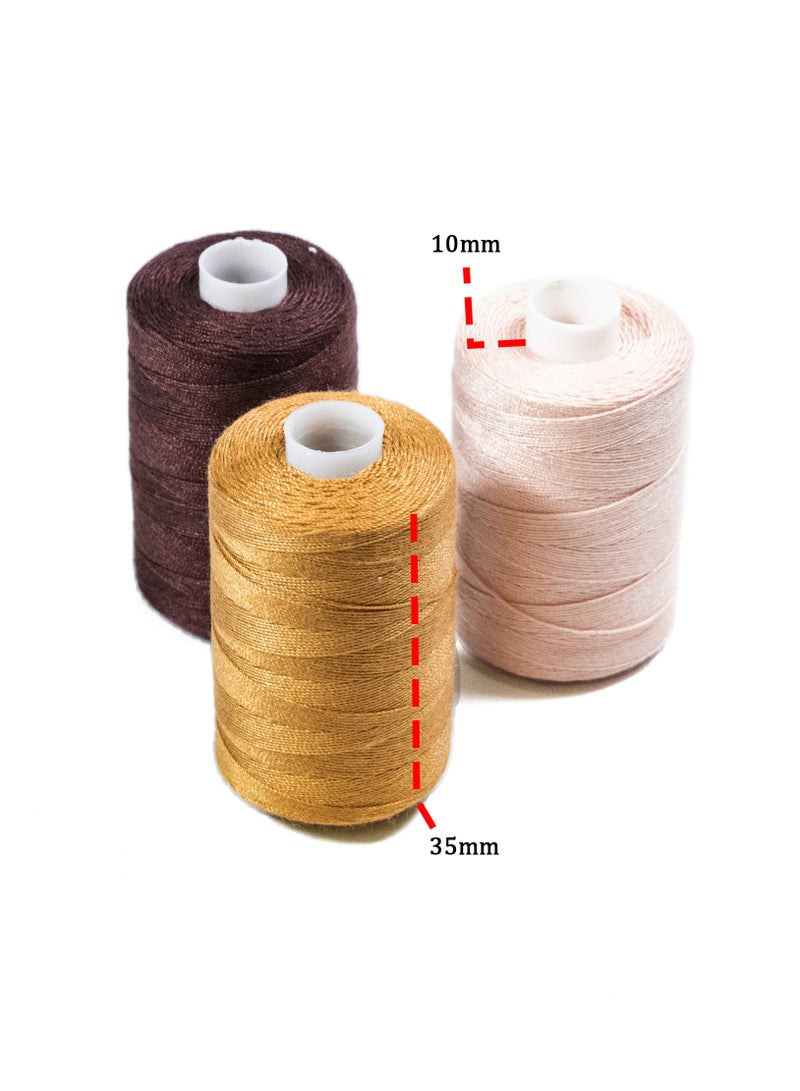 3 Rolls Jeans Sewing Threads – Durable Denim Stitching for DIY Projects (Mandy’s Pink, Light Brown, Luxor Gold) – 300 Yards Each