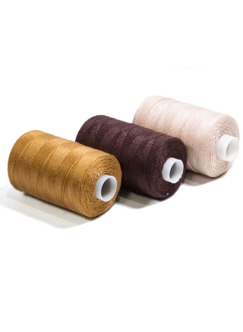 3 Rolls Jeans Sewing Threads – Durable Denim Stitching for DIY Projects (Mandy’s Pink, Light Brown, Luxor Gold) – 300 Yards Each