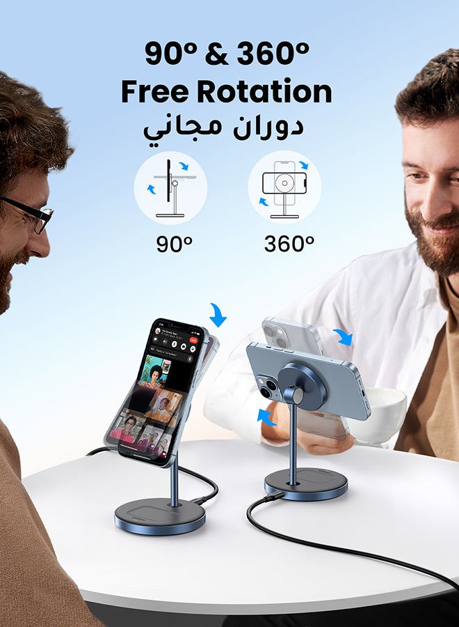 Ugreen 2 IN 1 Magsafe Stand ChargerDesk Magnetic Charger For iPhone 16 15 Fast Charging Stand For New Airpods 4 3 Magsafe Dock 360 Free Rotation Angle Adjustable For iPhone 16 15 Pro Max 14 13 12 - Image 5