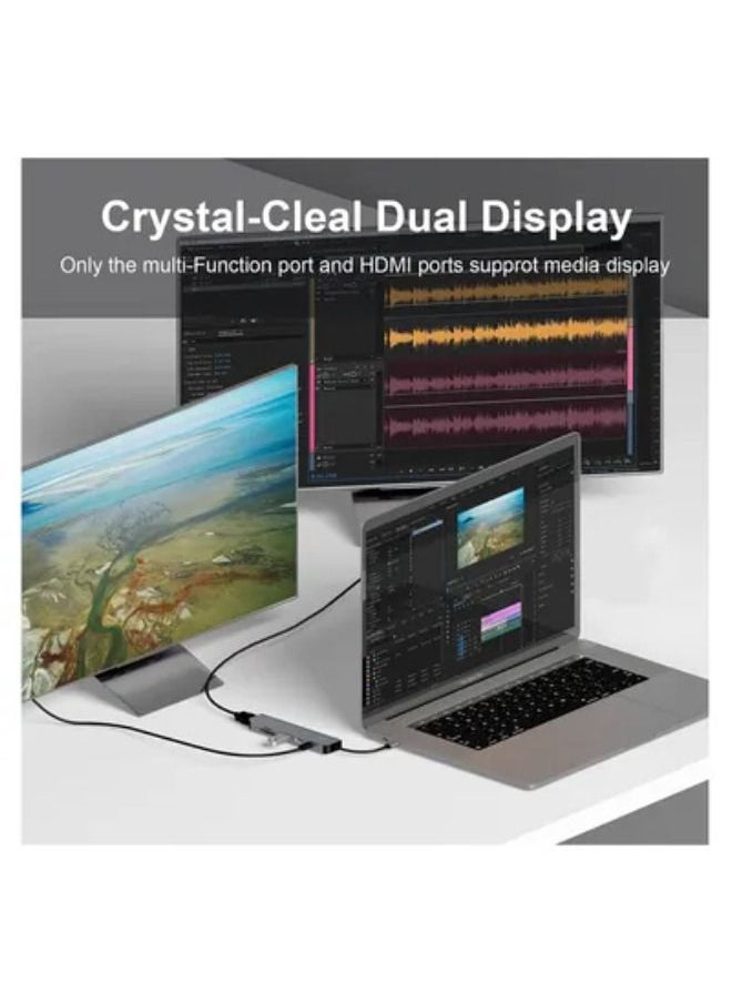 SHOPI - 6 in 1 Type C to HDMI Multiport Adapter with HDMI 4K Output, 2 USB Ports, SD/TF Card Reader, USB-C Power Delivery - Image 1