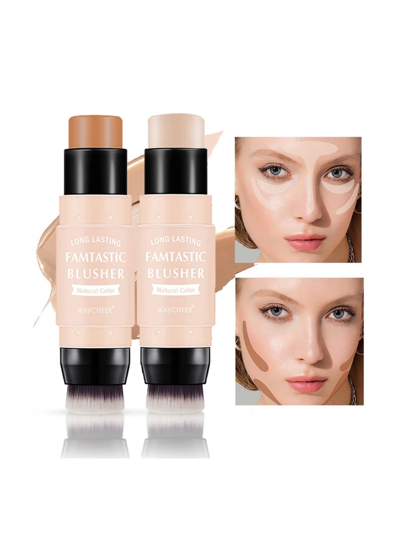 Generic 3 Pcs Waterproof Multi Cream Blush Stick with Brush - Lightweight, Long-lasting 2-in-1 Makeup for Cheeks, Lips & Eyeshadow, Easy to Use, Suitable for All Skin Types.  - Image 3