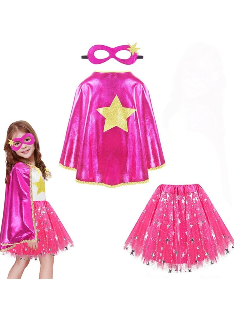 KOWVOWZ Superhero Capes and Masks for Kids Super Hero Costumes, Superhero Dress Up Costume, Princess Costumes for Girls Fancy Dress Cosplay Stage Performance - Image 1