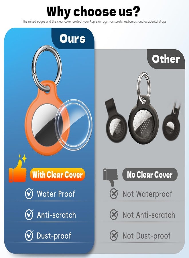 RFUNGUANGO - Compatible with Airtag Holder Case, 4 Pack Waterproof Airtag Case, Dust & Scratch-Resistant Airtag Holder for Dog Cat Bags Keys,Luggage Black,Orange,Blue,Red - Image 2