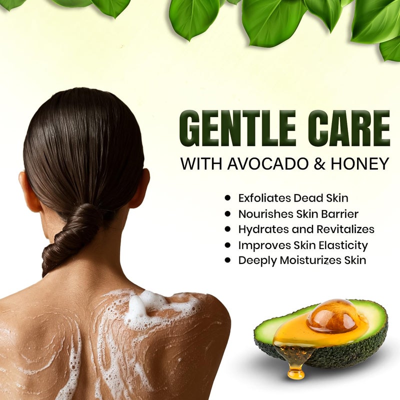 CORNELLS WELLNESS CORNELLS Super Food Avocado & Manuka Honey Body Scrub for Healthy & Plump Skin For Men & Women | Exfoliating & Nourishing Skin - 457ml - Image 4