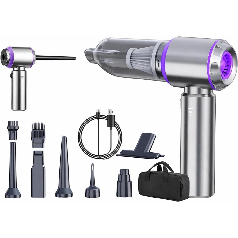Car Vacuum Cleaner Cordless Powerful 16000Pa Strong Cyclonic Suction, Handheld Vacuum with Air Duster, Air Blower, Brushless Motor, Rechargeable Vacuum for Car, Home, Office, Pet Hair