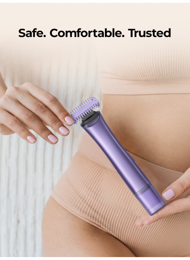 DOSCHER 2 in 1 Bikini Trimmer for Women, Dual Head Electric Body Trimmer for Women, Painless & Hypoallergenic, 8,000 RPM, IPX7 Waterproof, LED Light, 60-Min Runtime, for Underarms, Arms & Legs - Image 5