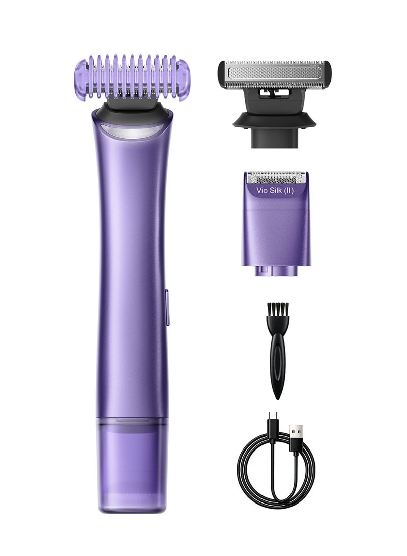DOSCHER 2 in 1 Bikini Trimmer for Women, Dual Head Electric Body Trimmer for Women, Painless & Hypoallergenic, 8,000 RPM, IPX7 Waterproof, LED Light, 60-Min Runtime, for Underarms, Arms & Legs - Image 1