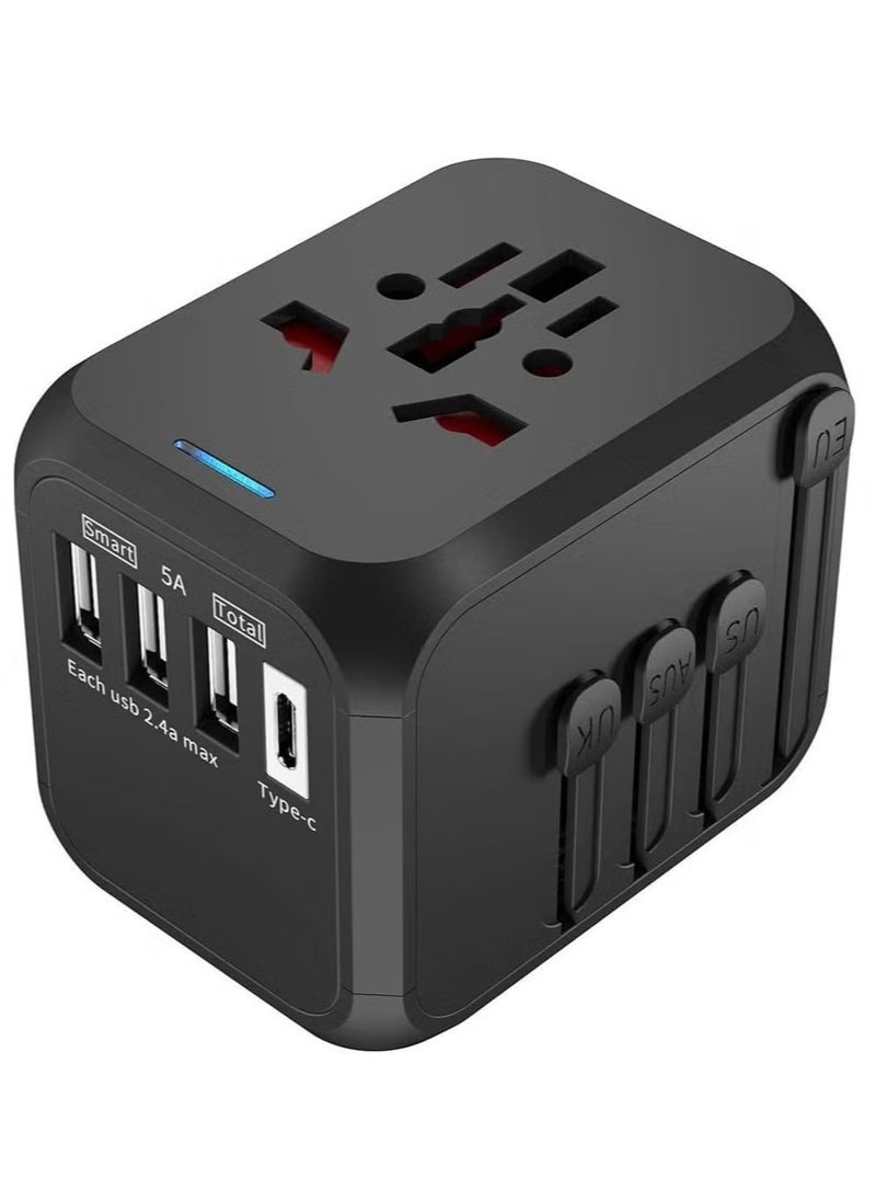 TIGER International Power Adapter – All-in-One Wall Outlet Adapter Charger  with High-Speed 2.4A 3 USB Ports & 3.0A Type-C, Worldwide Travel Plug Adapter for Universal Use – Compatible with 150+ Countries.  - Image 1