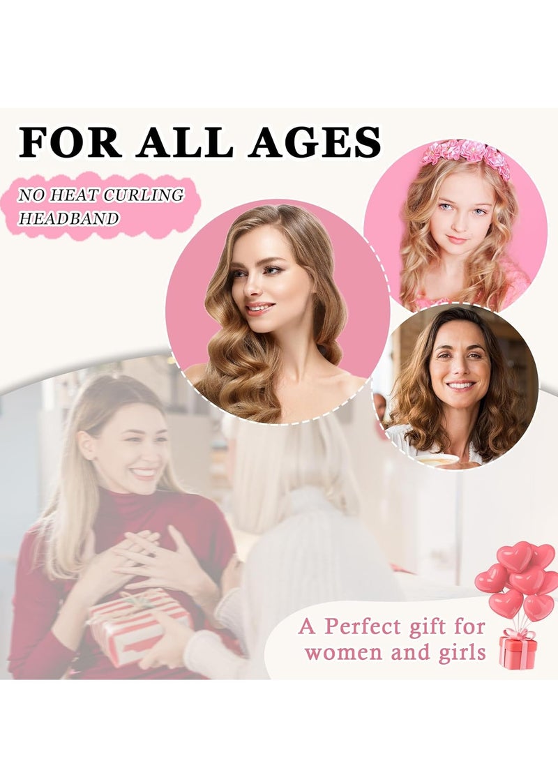 general No Heat Overnight Curl Headband, 70 Soft Ribbon Curl Wrap for Long Hair - 9 PCS Rods Set with Bonnet, Pink - Image 4