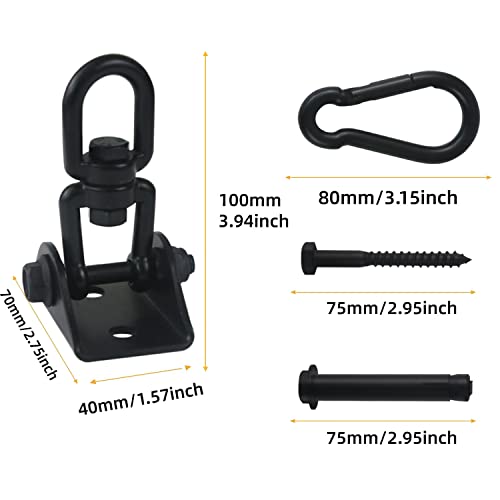 HOMPER Hammock Hanging Kit, 1000 lb Capacity Heavy Duty 360° Rotate Swing Hooks for Chair, Yoga, Outdoor Patio Porch,Black - Image 3