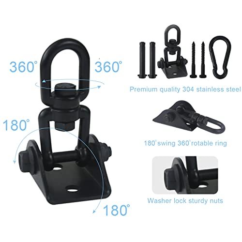 HOMPER Hammock Hanging Kit, 1000 lb Capacity Heavy Duty 360° Rotate Swing Hooks for Chair, Yoga, Outdoor Patio Porch,Black - Image 2