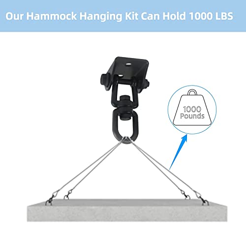 HOMPER Hammock Hanging Kit, 1000 lb Capacity Heavy Duty 360° Rotate Swing Hooks for Chair, Yoga, Outdoor Patio Porch,Black - Image 4