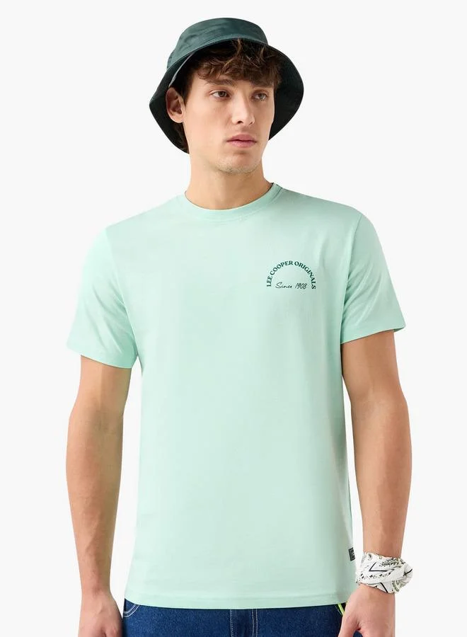 Lee Cooper Printed Crew Neck T-shirt with Short Sleeves