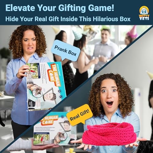 Witty Yeti Hilarious Human Cone Gag Gift Empty Box Wrap Your Real Present with This Convincing Fake Prank Box for Men or Women Funny White Elephant Practical Joke for Birthday or Christmas Parties - Image 5