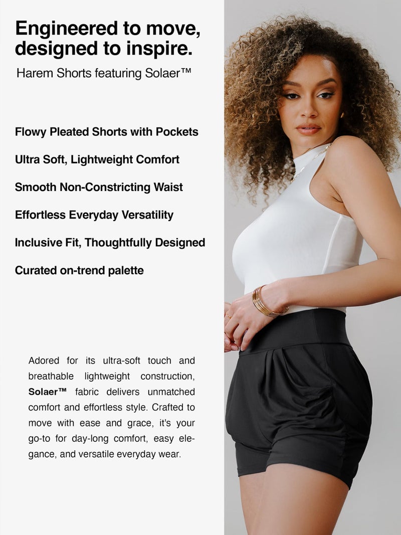 Conceited Women’s Shorts High Waisted with Pockets - Casual - Comfy - Lounge - Soft - Spandex - Midnight Black - Small - Medium - Image 2