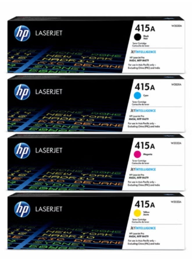 HEWLETT PACKARD HP 415A Toner Cartridge Set, 4-Pack (Black, Cyan, Magenta, Yellow) for HP Color LaserJet Pro M454, MFP M479 Series - Image 1