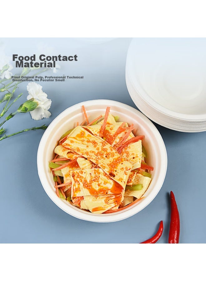 Temeiju Disposable Bowls, Spring Festival Paper Bowls, Thickened Biodegradable Bowls, Plates, Chopsticks, Tableware, Waterproof, Oil-resistant, 50 Pieces, 350 Model - Image 4