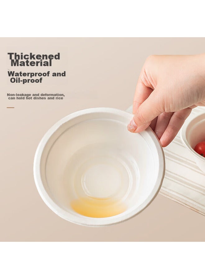 Temeiju Disposable Bowls, Spring Festival Paper Bowls, Thickened Biodegradable Bowls, Plates, Chopsticks, Tableware, Waterproof, Oil-resistant, 50 Pieces, 350 Model - Image 5