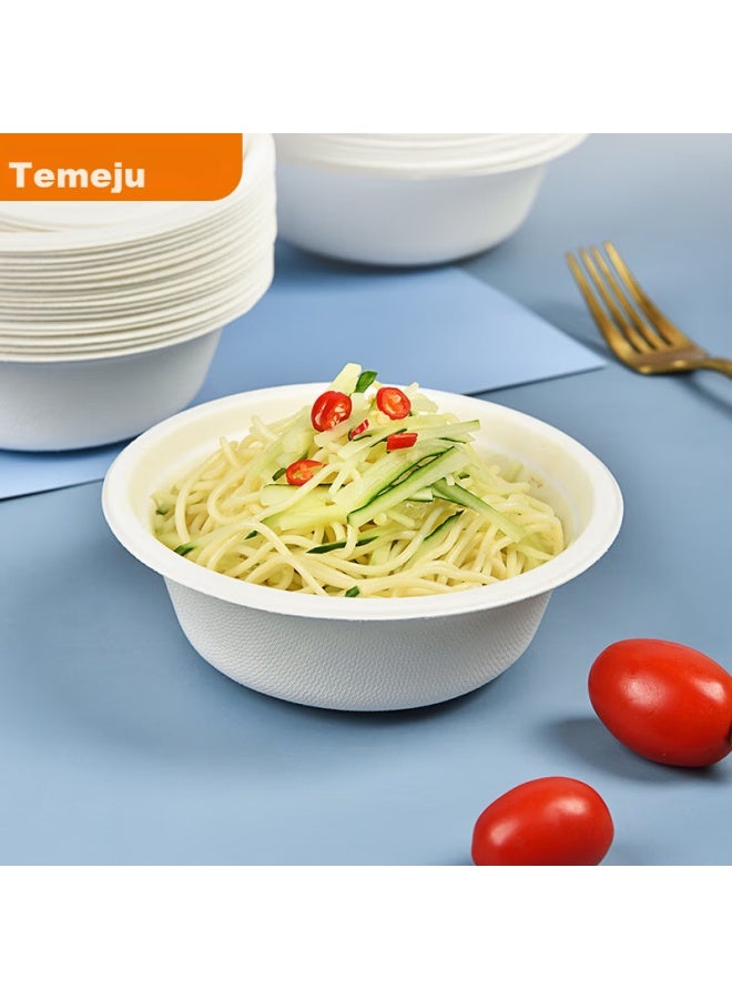 Temeiju Disposable Bowls, Spring Festival Paper Bowls, Thickened Biodegradable Bowls, Plates, Chopsticks, Tableware, Waterproof, Oil-resistant, 50 Pieces, 350 Model - Image 1