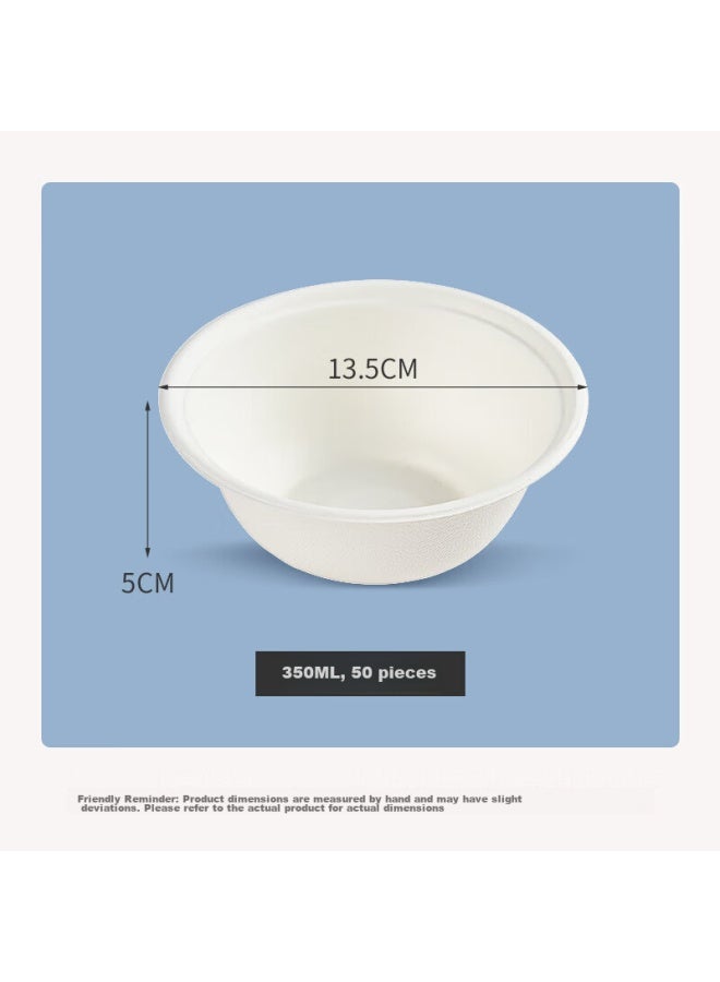Temeiju Disposable Bowls, Spring Festival Paper Bowls, Thickened Biodegradable Bowls, Plates, Chopsticks, Tableware, Waterproof, Oil-resistant, 50 Pieces, 350 Model - Image 2