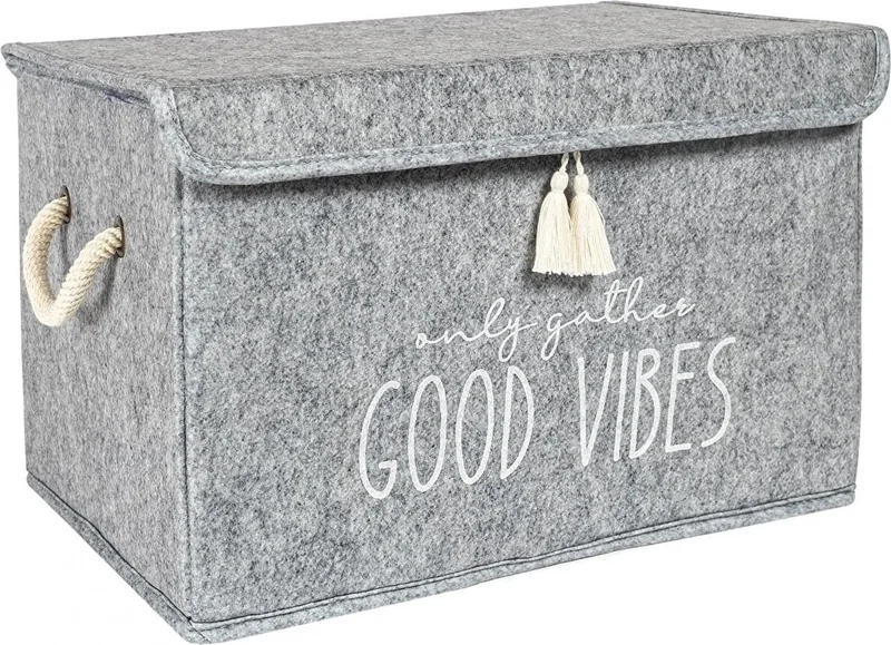 Nisahometeks 2 Pieces Multi-Purpose Mini Box Storage Box with Felt Lid 35X24X24 cm