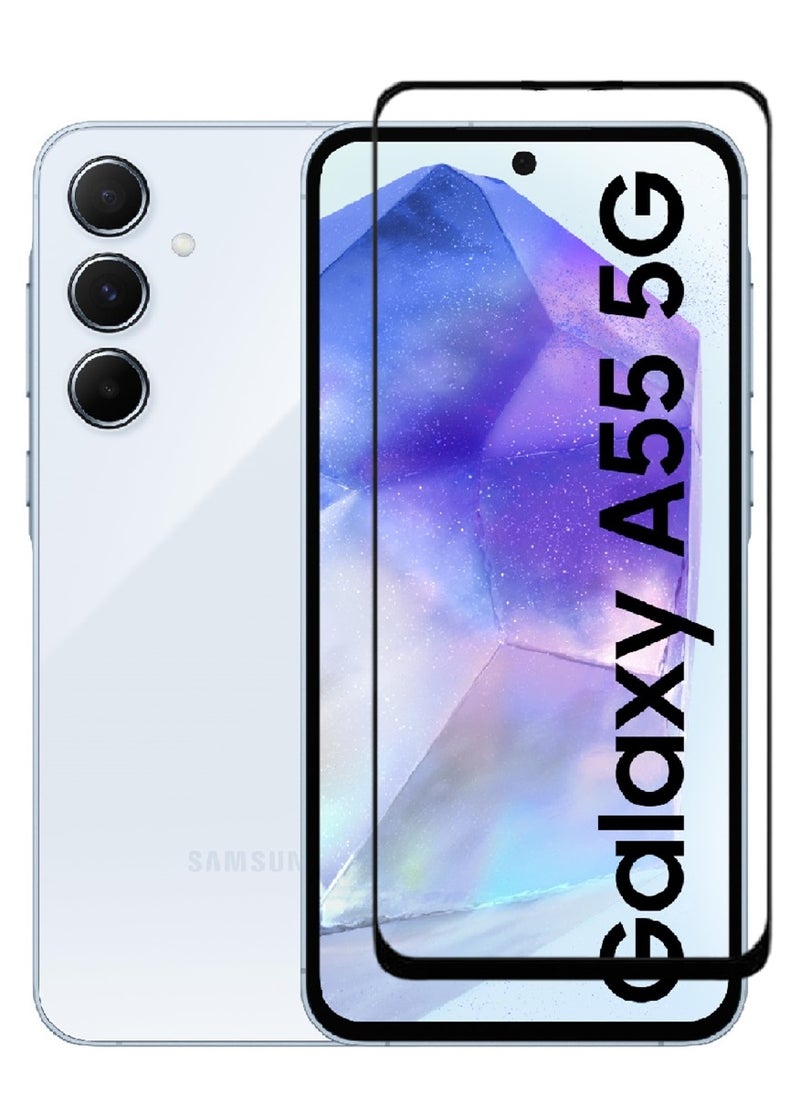 AINA Tempered Glass Screen Protector 5D Designed For Samsung Galaxy A55 Full Glue Edge to Edge Full Screen Coverage And Bubble Free - Image 1