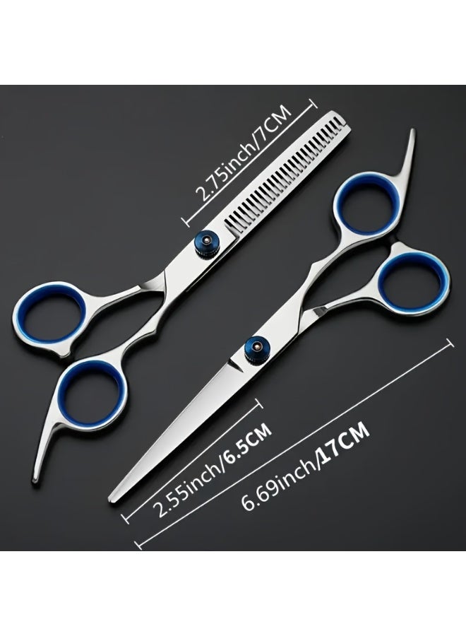 طقم أدوات تصفيف الشعر من الفولاذ المقاوم للصدأ مكون من قطعتين - مقص احترافي لقص الشعر وتخفيفه للاستخدام في صالون الحلاقة والمنزل - Image 3