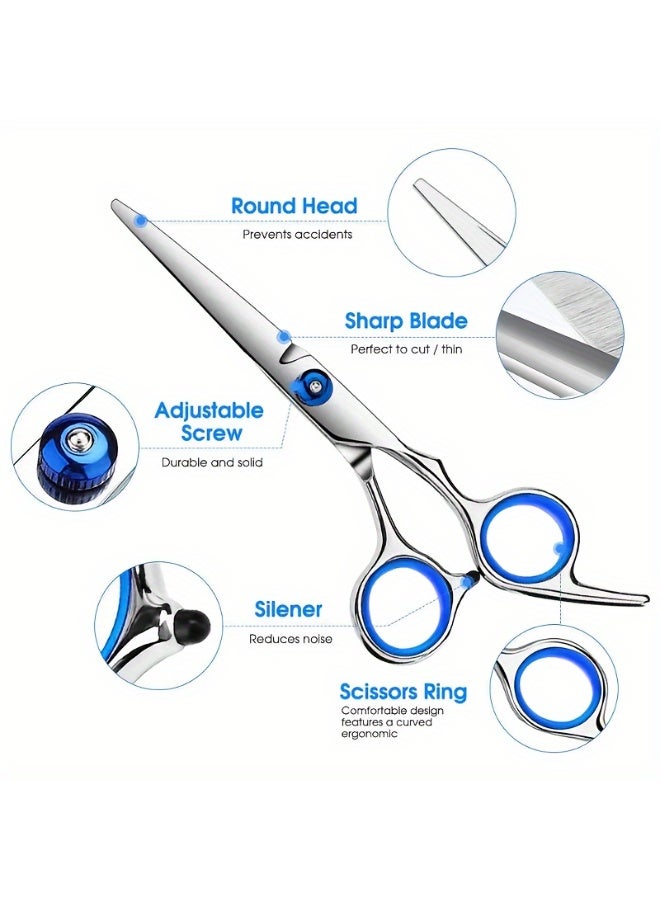 طقم أدوات تصفيف الشعر من الفولاذ المقاوم للصدأ مكون من قطعتين - مقص احترافي لقص الشعر وتخفيفه للاستخدام في صالون الحلاقة والمنزل - Image 5