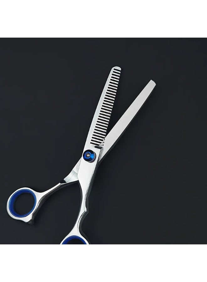 طقم أدوات تصفيف الشعر من الفولاذ المقاوم للصدأ مكون من قطعتين - مقص احترافي لقص الشعر وتخفيفه للاستخدام في صالون الحلاقة والمنزل - Image 4