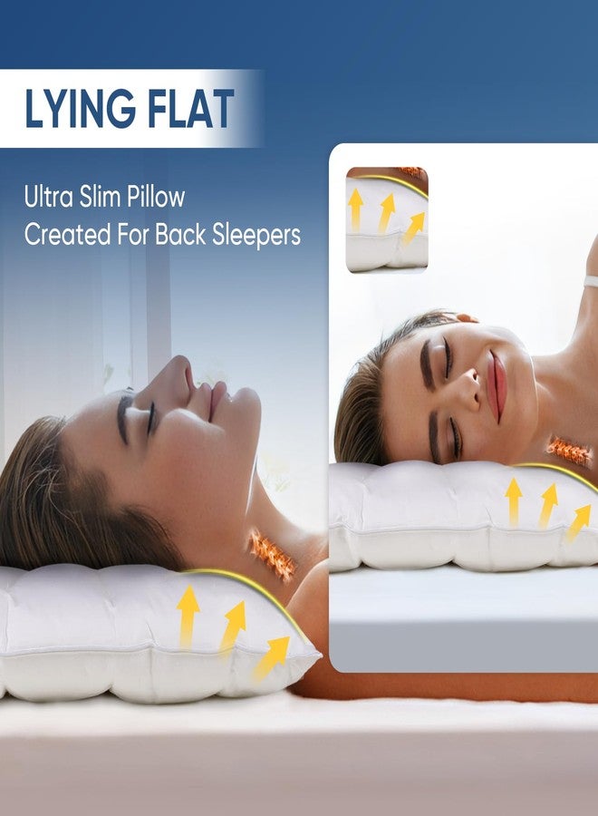 MINUPWELL Ultra Flat Pillows for Sleeping Thin, 7D High Support 2.5 inch Height Ultra Thin Pillows,Slim Bed Pillows for Stomach Sleeper,King Size -18x36 in - Image 2