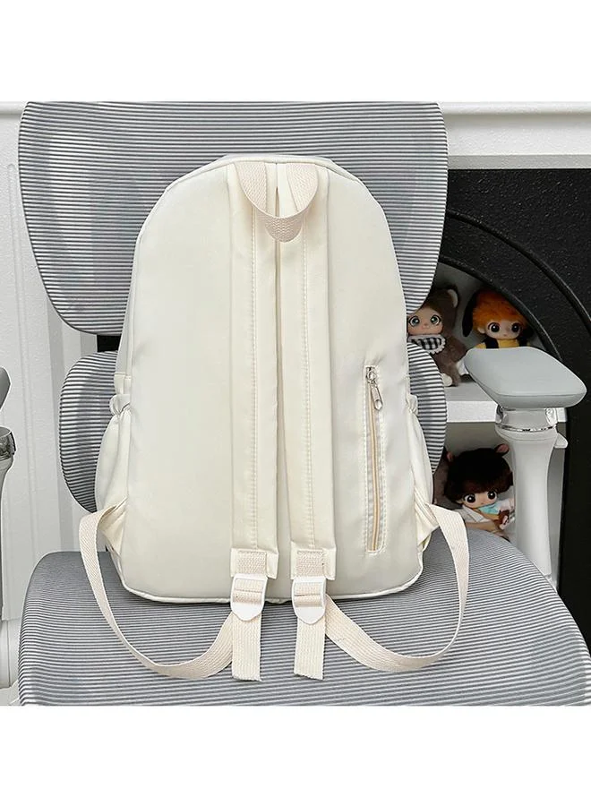 Take Two Beige Nylon Core Backpack with Zip Closure