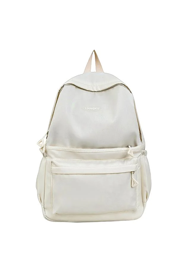 Take Two Beige Nylon Core Backpack with Zip Closure