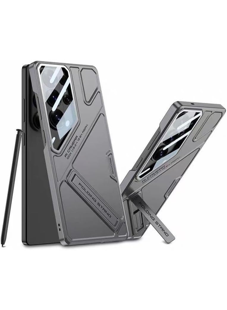 GKK for Samsung Galaxy S26 Ultra Case with Camera Lens Protection, Shockproof PC + PU Armor Cover, Built-in Kickstand, Mecha Style Anti-Scratch، Titanium Gray، Samsung Galaxy S26 Ultra - Image 1