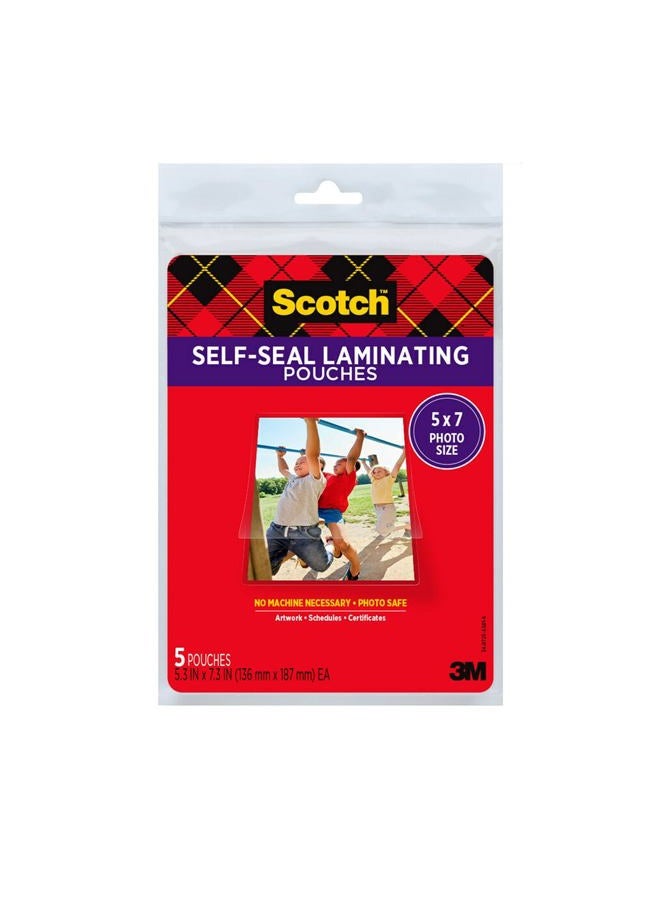 Scotch  Glossy Document or Photo Laminating Pouch, 5 x 7 Inches, 5-Pack (PL905) - Image 1