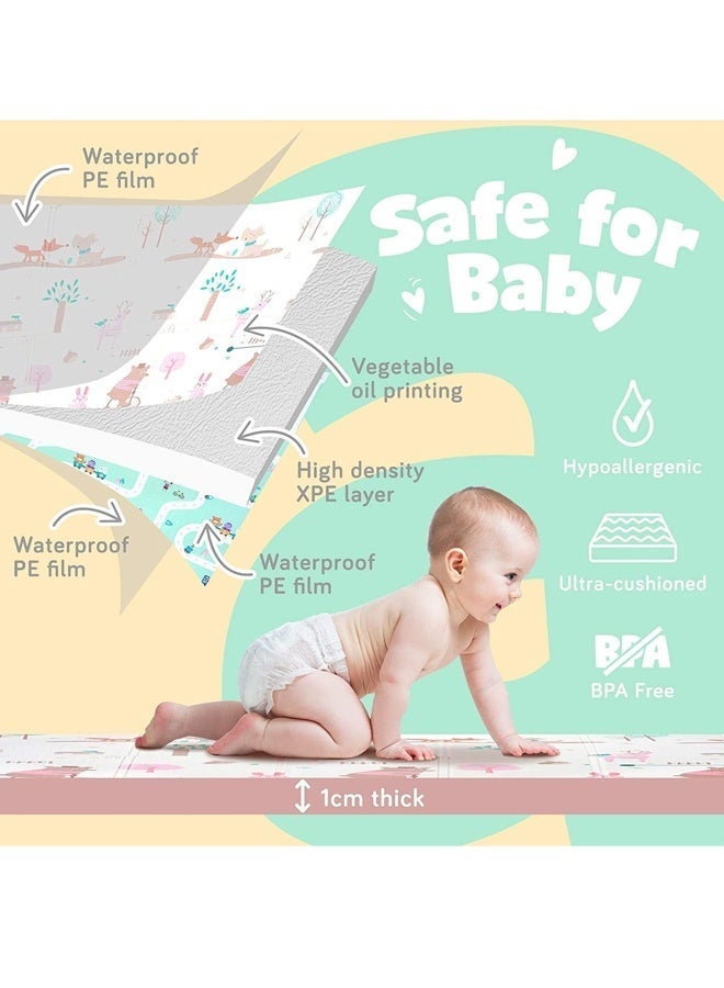 youni 200 X 180 X 1 cm Baby Crawling Play Floormat Foam Non-Toxic Foldable Reversible Playing Mat (Holiday Beach) - Image 3