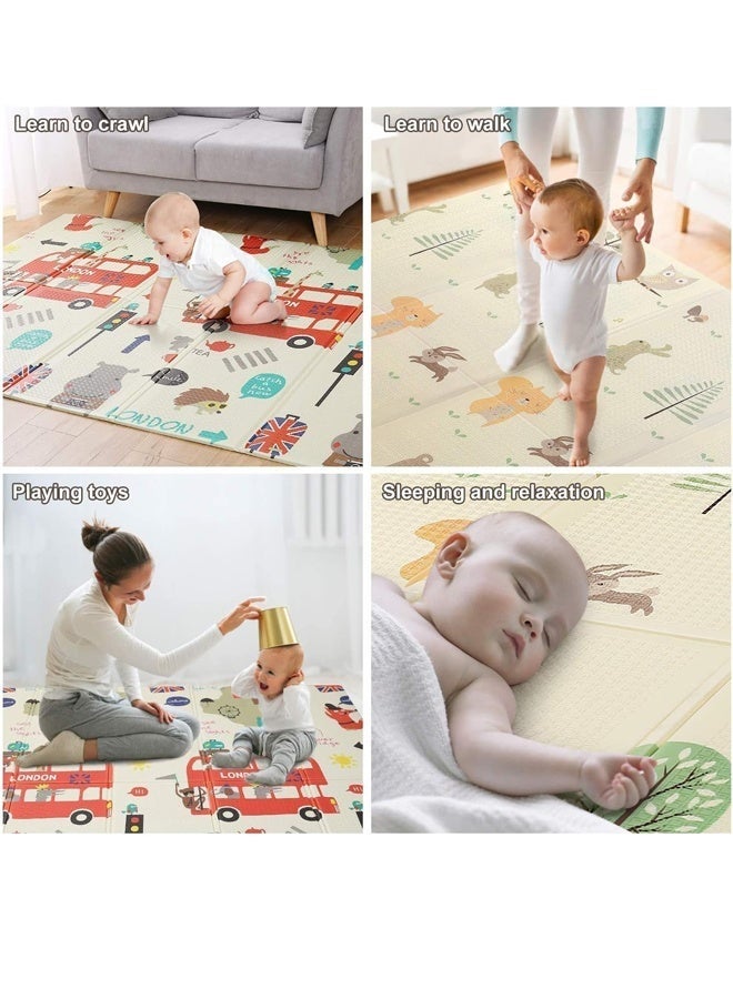 youni 200 X 180 X 1 cm Baby Crawling Play Floormat Foam Non-Toxic Foldable Reversible Playing Mat (Holiday Beach) - Image 4