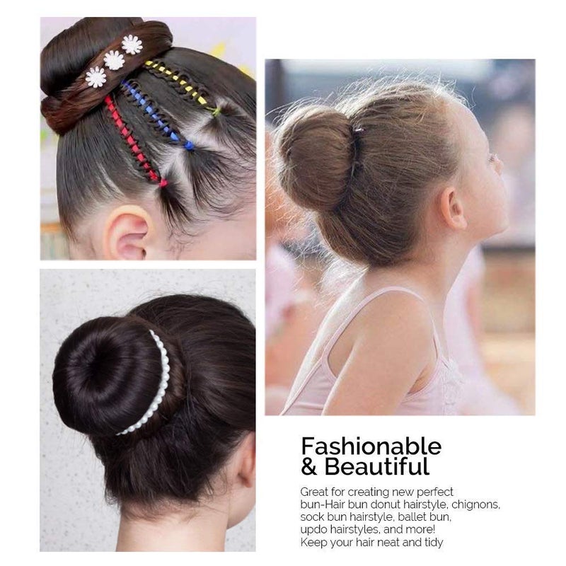 kitjans Hair Donut Ring Style Hair Bun Maker, 2PCS Chignon Doughnut Shaper for Short and Thin Hair (3 Inch/Brown) - Image 3