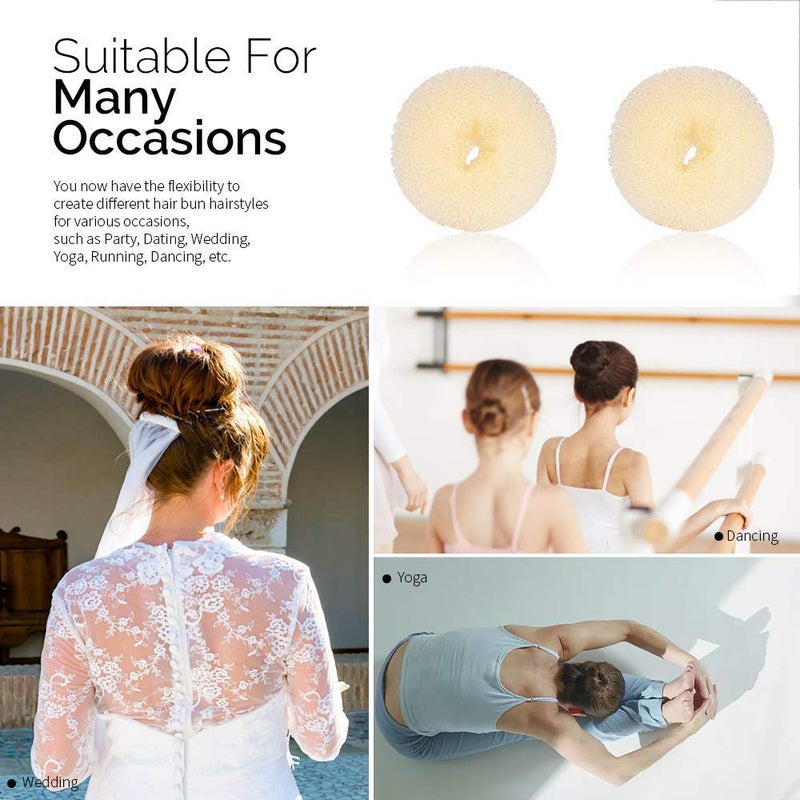 kitjans Hair Donut Ring Style Hair Bun Maker, 2PCS Chignon Doughnut Shaper for Short and Thin Hair (3 Inch/Brown) - Image 4