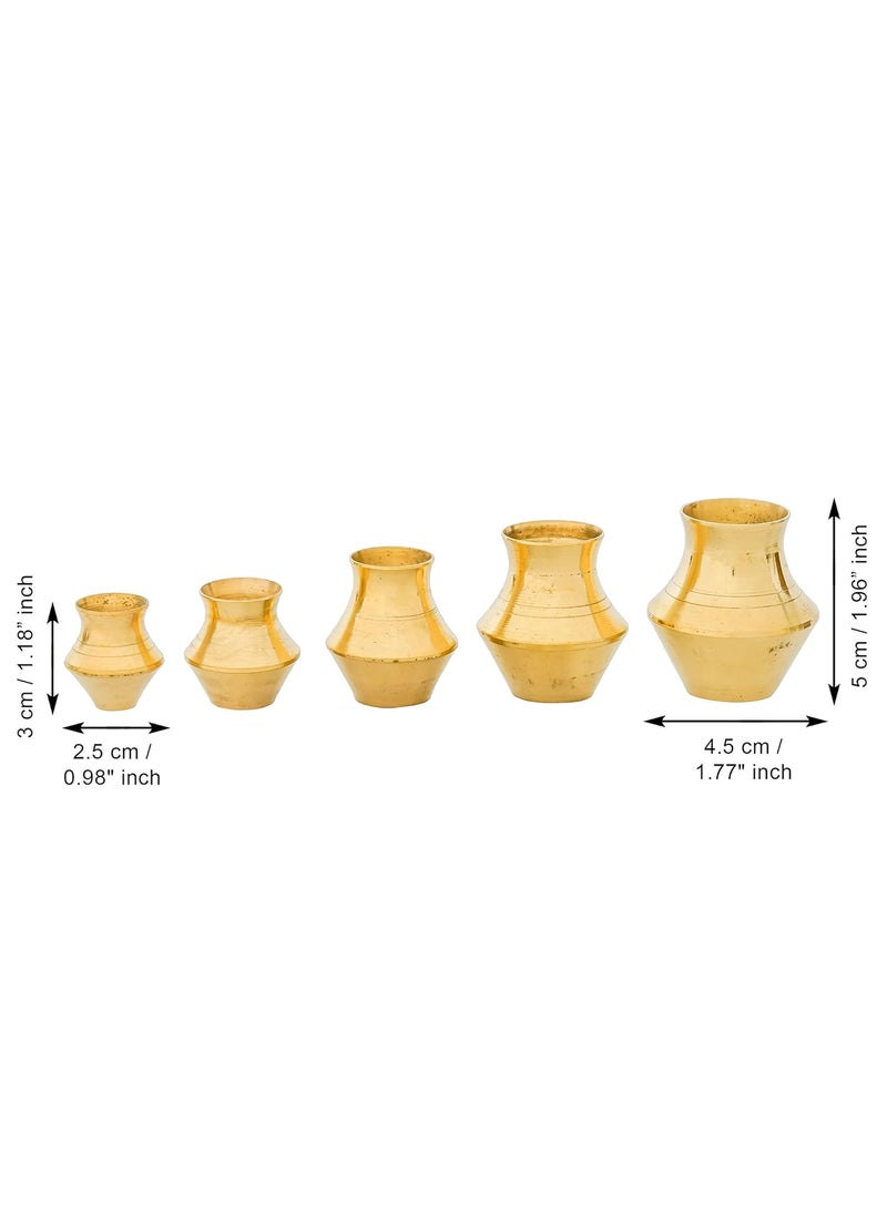 Webelkart Webelkart Premium Brass Home Decor Set of 5 Small Matki Showpiece for Home/Office Decor| Kids Gift Item| Doll Gift Item (2" Inches Gold) Table Decor  - Image 3