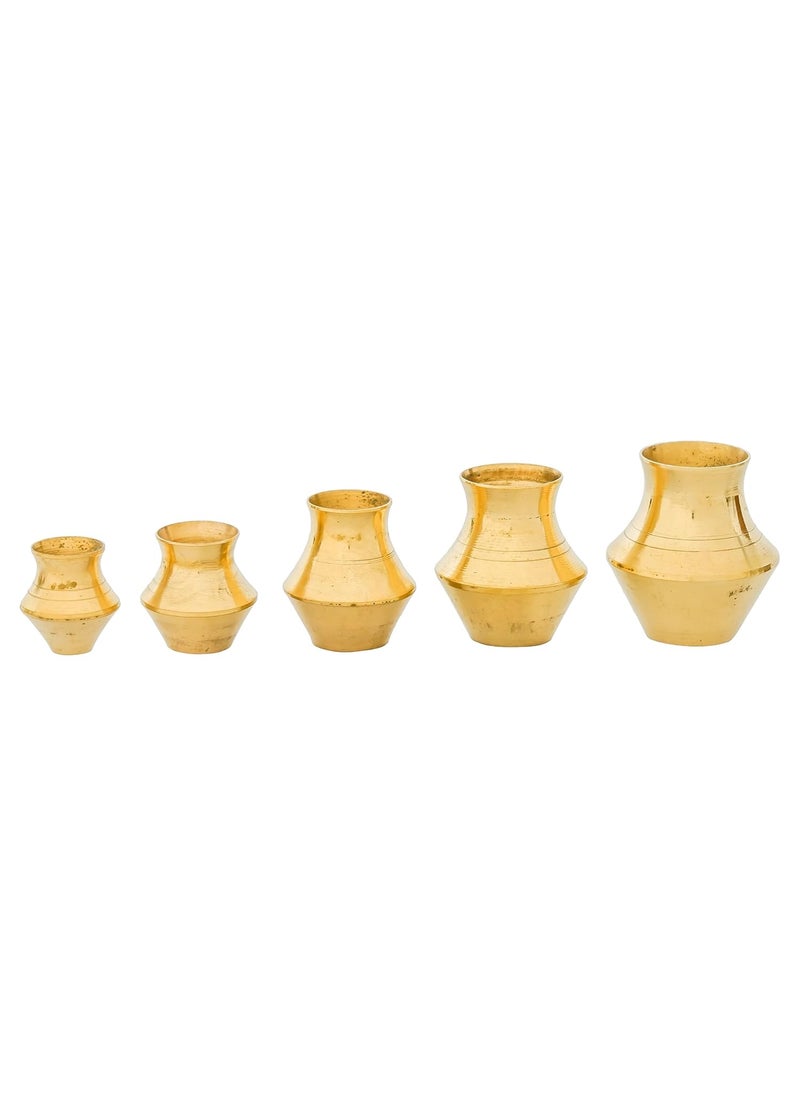 Webelkart Webelkart Premium Brass Home Decor Set of 5 Small Matki Showpiece for Home/Office Decor| Kids Gift Item| Doll Gift Item (2" Inches Gold) Table Decor  - Image 4