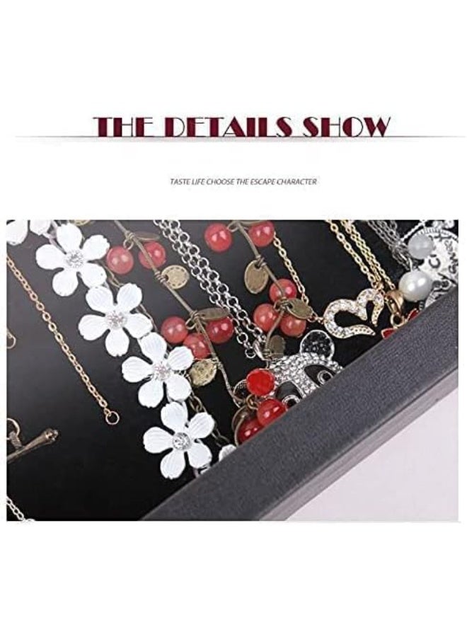 Padom Removable Jewelry Tray Showcase Display Stackable for Earrings Brooch Buttons Rings, necklace Black Velvet (Necklace) - Image 3