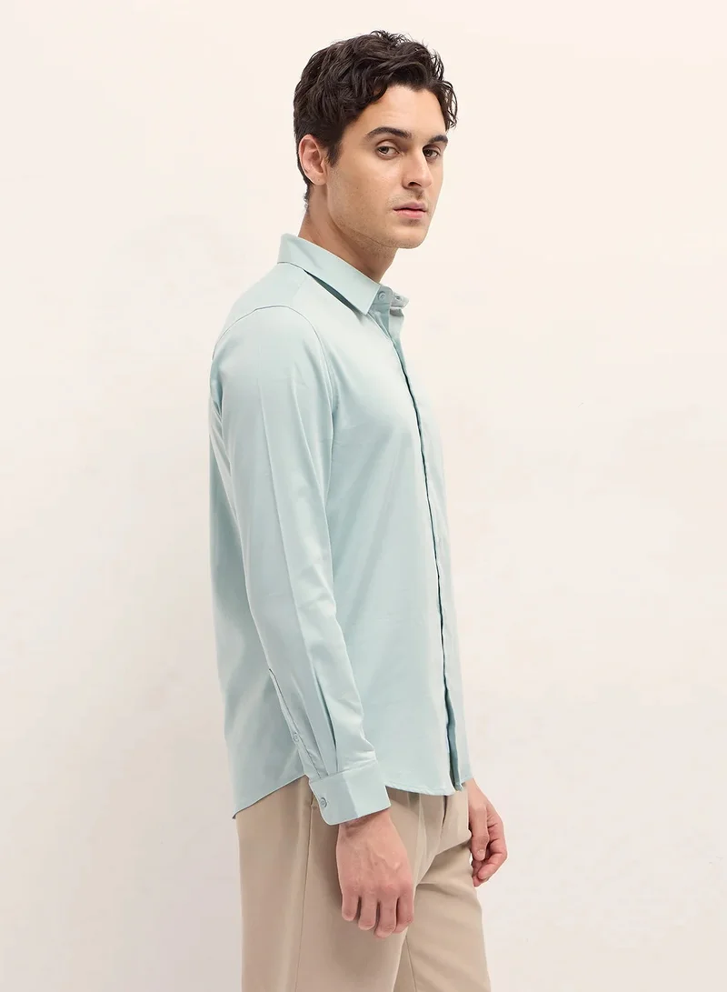 THE BEAR HOUSE Cotton Shirt for Men | Slim Fit, Long Sleeve, Casual or Formal Button-Down | Soft, Breathable Fabric for Work, Everyday, & All-Season Wear in Stylish