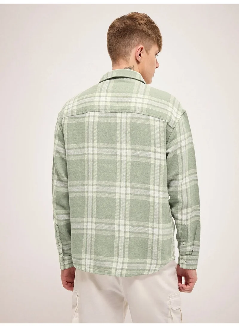 ذا بير هاوس قميص قطن رجالي بقصة ضيقة وأكمام طويلة