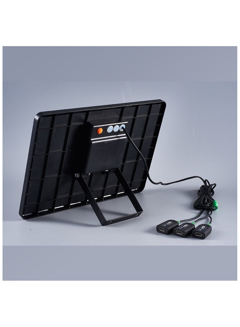فو جاو نظام إضاءة شمسي محمول للتخييم – طقم إضاءة منزلي متعدد الوظائف بقوة 100 واط مع بطارية 12000mAh، لوحة شمسية أحادية البلورة 9V 15W، مقاوم للماء IP65، إضاءة نهارية 5000K، منافذ USB، مناسب للحديقة، الطرق والاستخدام المنزلي - Image 2