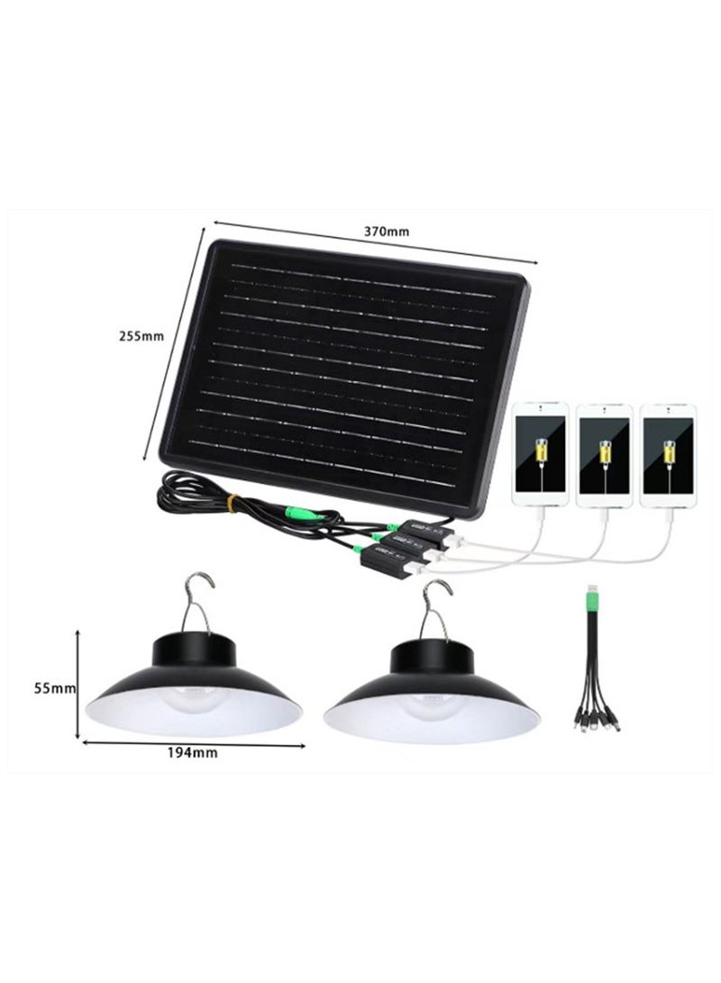 فو جاو نظام إضاءة شمسي محمول للتخييم – طقم إضاءة منزلي متعدد الوظائف بقوة 100 واط مع بطارية 12000mAh، لوحة شمسية أحادية البلورة 9V 15W، مقاوم للماء IP65، إضاءة نهارية 5000K، منافذ USB، مناسب للحديقة، الطرق والاستخدام المنزلي - Image 3