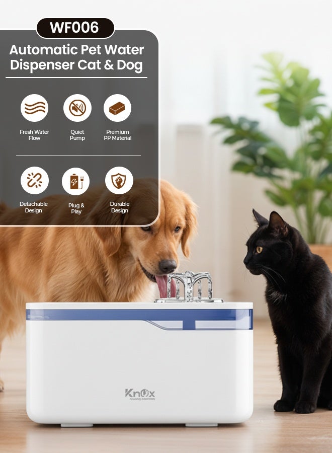 Knox Powering Generations Knox Cat Water Fountain 2.8L/88oz, Automatic Pet Water Dispenser for Cats & Dogs, Quiet Drinking Fountain with Filter, Indoor Pet Fountain for Healthy Hydration - Image 2