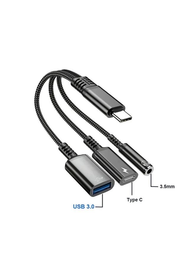 Black Type C to 35mm Jack OTG Adapter with DAC Chip Fast Charging for iPhone Xiaomi Google - Image 5