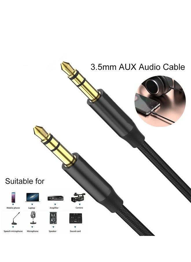 NIPUDUN 3.5mm Stereo Audio Cable Extension Male to Male Nylon Braided 1.2m Black  - Image 1