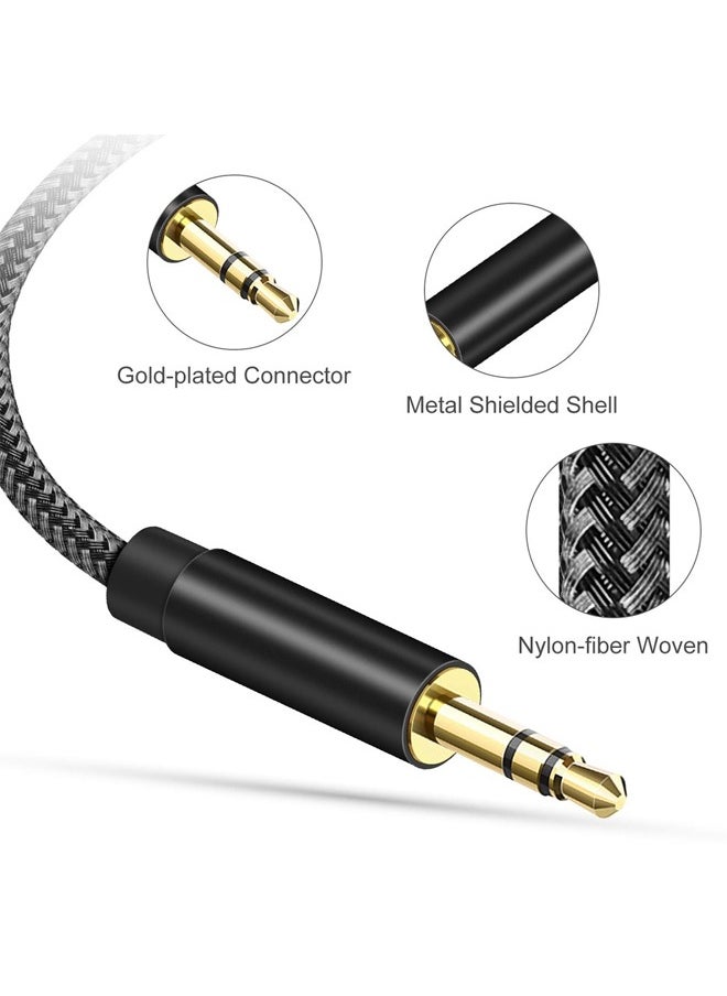 NIPUDUN 3.5mm Stereo Audio Cable Extension Male to Male Nylon Braided 1.2m Black  - Image 4