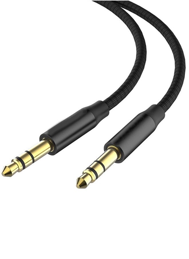 NIPUDUN 3.5mm Stereo Audio Cable Extension Male to Male Nylon Braided 1.2m Black  - Image 2
